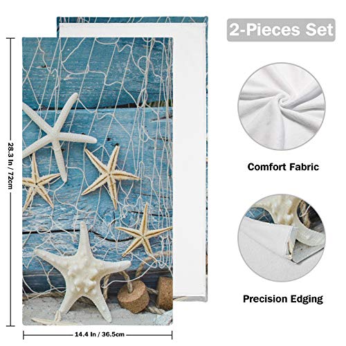 Pfrewn Starfish Seashell Tropical Beach Hand Towels Set Of 2 Sea Ocean Marine Nautical Bathroom Towel 16X30 In Soft Absorbent Guest Bath Towel Kitchen Dish Towel Spa Home Bathroom Decorations #TOP1