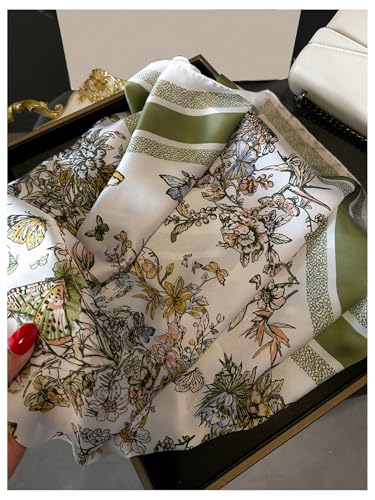 Floerns Women's Silk Satin Square Hair Scarf Flower Bandana Kerchief Headscarf4