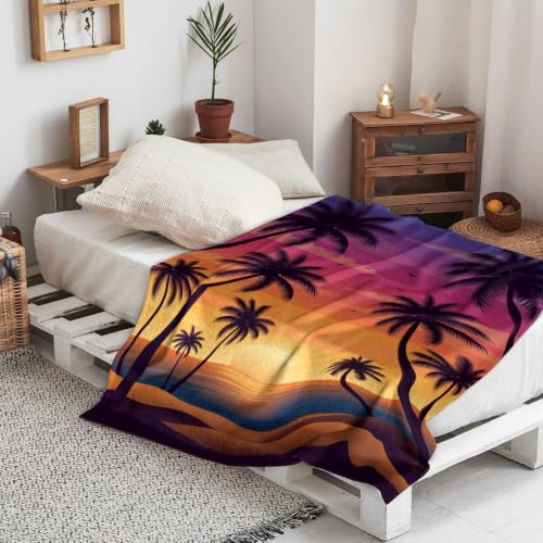 Couverture pelucheuse compacte évadez-vous sous les palmiers avec ce plaid océan violet - 5