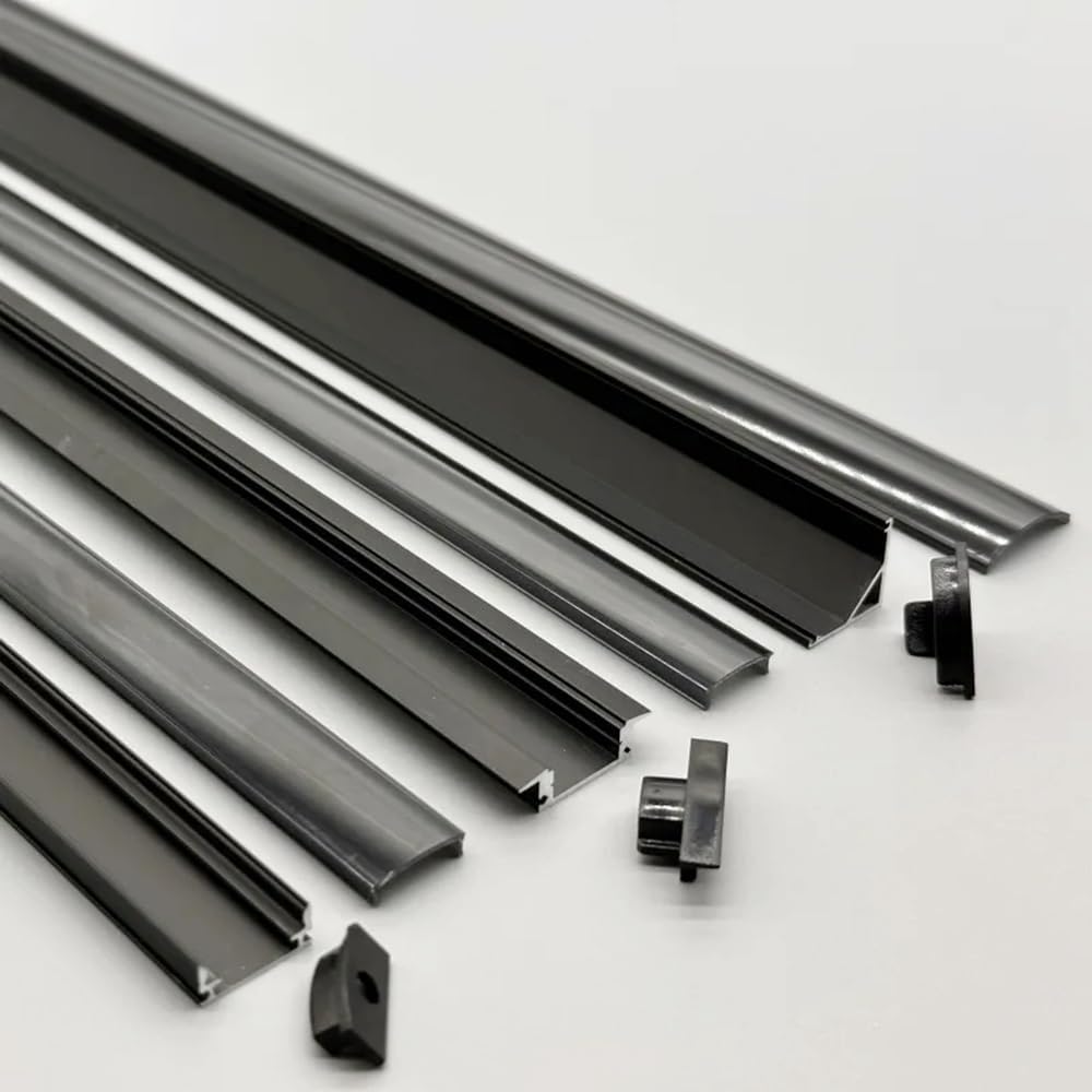 Strip Housing, 10PCS Black Lid 10-20 Pieces/Encapsulated LED Aluminum Profile 1m/pcs U/V/W Shape Suitable for 8-12mm Wide LED Strip Housing Channels(V-Shaped Black)