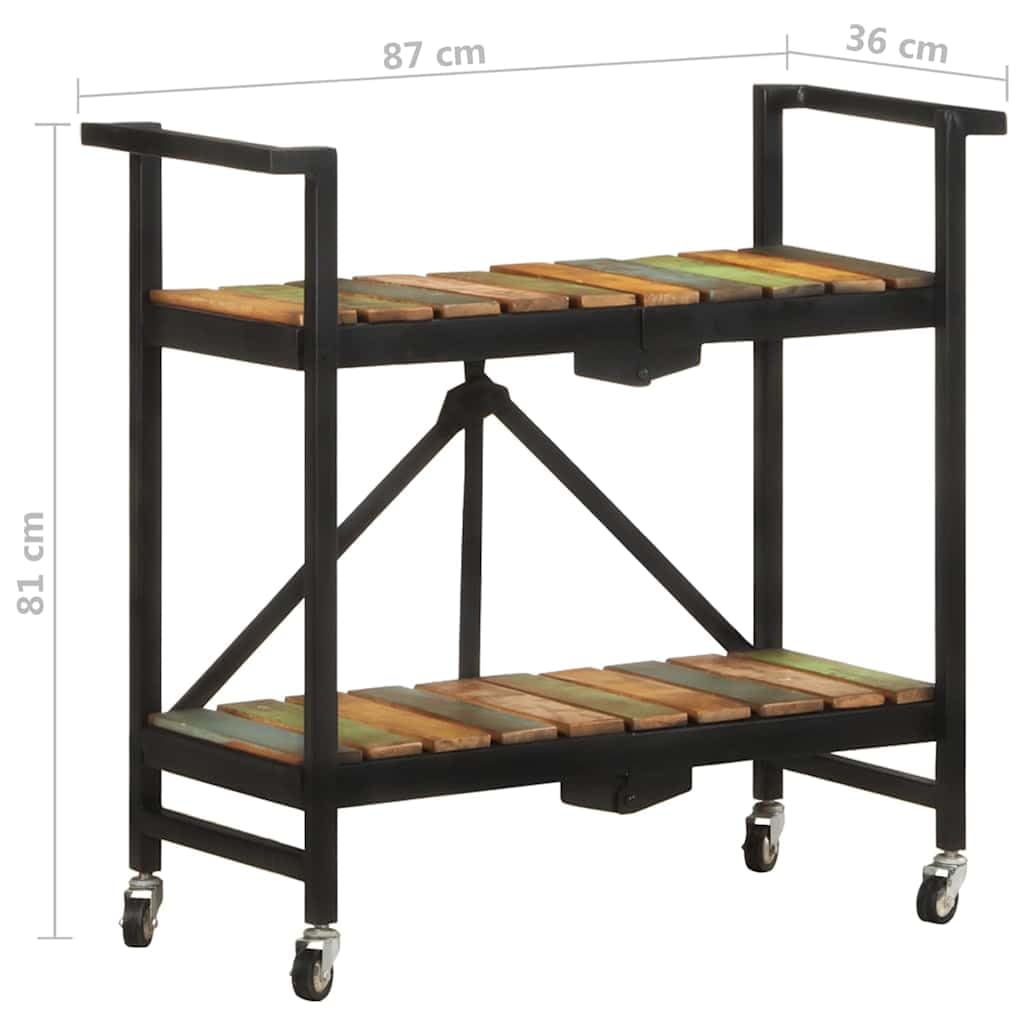 vidaXL Küchenwagen Klappbar Servierwagen Rollwagen Beistellwagen Haushaltwagen Küchentrolley Küchenregal 87x36x81cm Altholz Massiv
