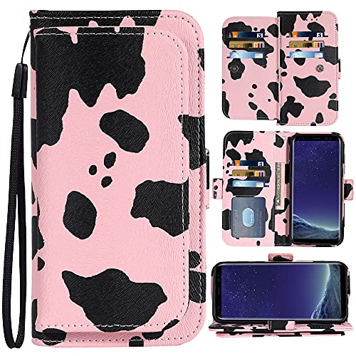 WWAAYSSXA Compatible with OnePlus Nord N100 Wallet Case Wrist Strap Lanyard Leather Flip Cover Card Holder Stand Cell Accessories Phone Cases for One Plus N 100 4G 1 Plus 1plus One+ 1+ 100N Pink