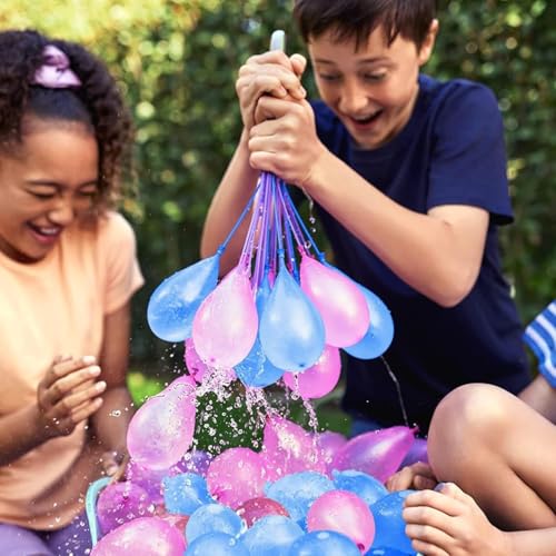 Image of Multicolor Water Balloons Holi For Kids Boys And Girls, Latex With Refill Hose, Three Bunches Balloons Games Swimming Pool Outdoor Fun Magic Water Balloons - 111 Pieces Balloons