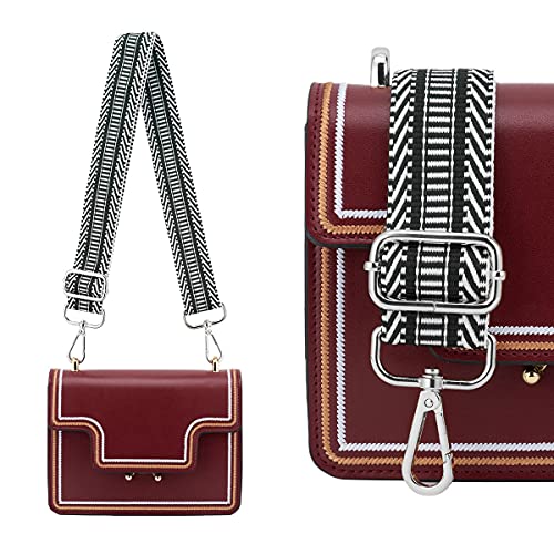 Image of Silvery Buckles Wide Shoulder Strap Adjustable Replacement Belt Crossbody Canvas Bag Handbag