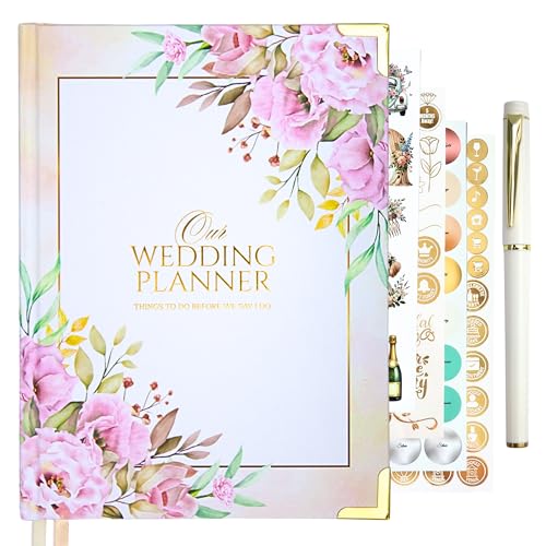 Simar Shop Wedding Planner – Luxury Wedding Planner Book and Organizer for Bride – 229 Pages with Tips, Budget Tracker, Checklist & 18-Month Calendar – Engagement Gift & Bride-to-Be Gift (Floral Hardcover)