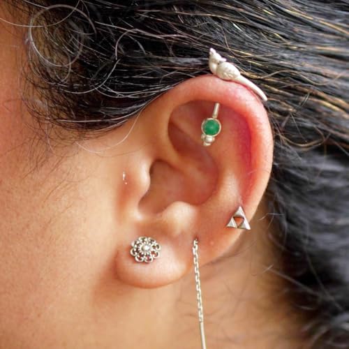 Image of Quirksmith 925 Sterling Silver Bugadi Earrings /Helix Piercing Studs with 925 Stamp And Certificate Of Authenticity /Gift for women
