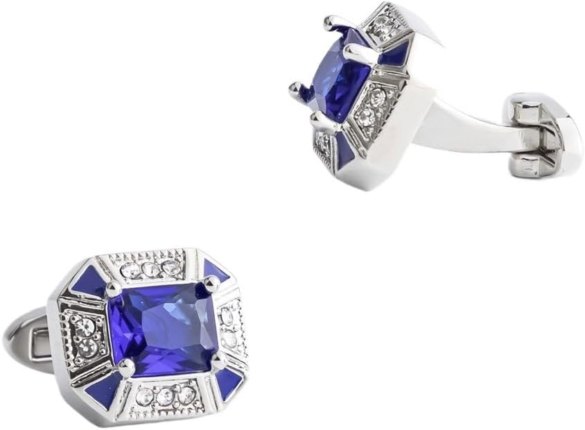 Shirt Metal Cufflinks Men's Square Set with Rhinestone Copper Zircon