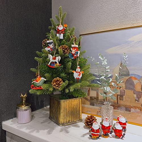 Crafjie Christmas Miniature Figurines, 4Pcs Mini Christmas Santa Claus Ornaments Christmas Miniature Ornament Resin Santa Figurines For Xmas Santa Claus Decoration Christmas Party Supplies #TOP2