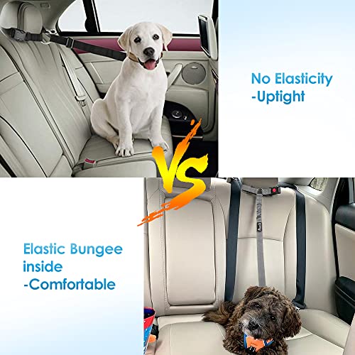 Slowton Dog Seat Belt For Car, 2 Pack Pet Car Seatbelt Headrest Restraint Adjustable Puppy Safety Seat Belt Reflective Dog Leash With Car Seat Belt Elastic Bungee Connect (Grey) #TOP7