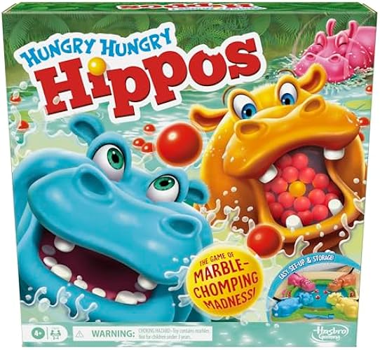 Hungry Hungry Hippos Game for Preschoolers | Instant Marble Relaunch, Easy Set-Up & Storage| Ages 4 and Up | 2 to 4 Players | Kids Games