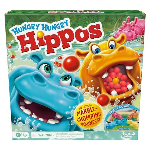 Hungry Hungry Hippos Game for Preschoolers | Instant Marble Relaunch, Easy Set-Up & Storage| Ages 4 and Up | 2 to 4 Players | Kids Games