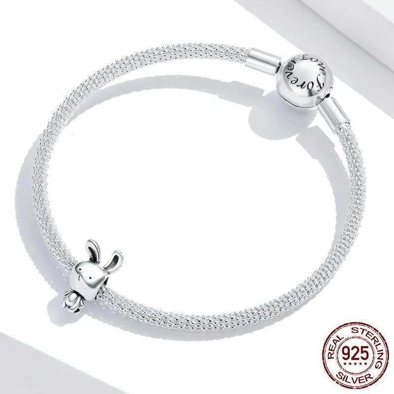 Charm de conejo de plata 925 y abalorios de animales para pulsera de plata 2