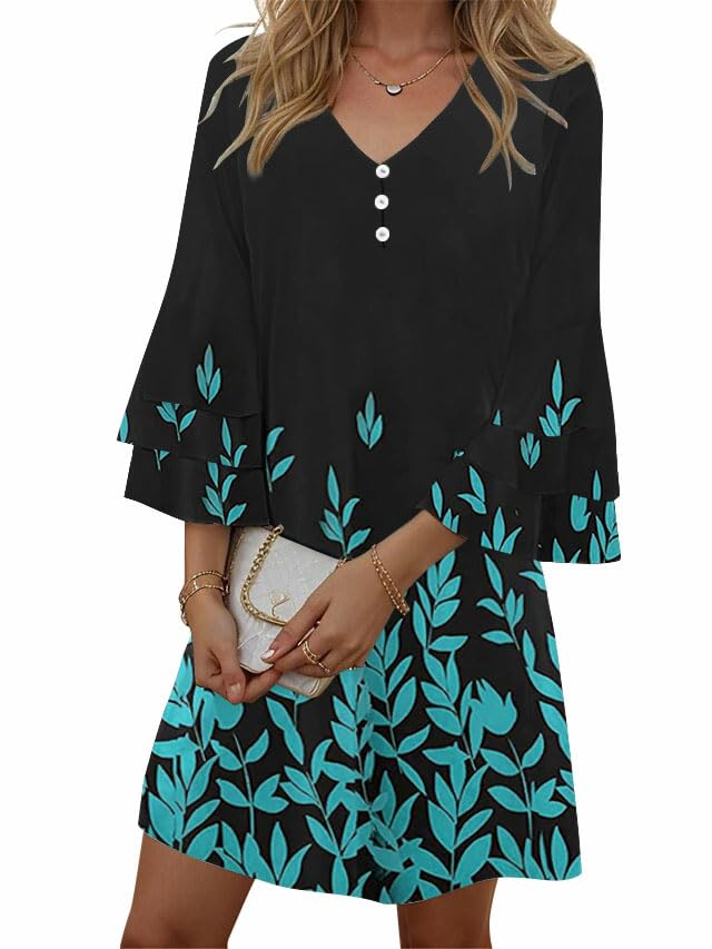 Disamer Summer Dresses for Women Casual 2025 Spring V Neck Ruffle Short Sleeve Button Down T-Shirt Dress