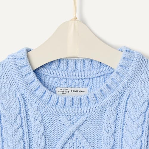Amazon Essentials x Sofia Grainge Baby Boys' Cotton Cable Design Crewneck Sweater with Ribbing, Light Blue, 6-9 Months - image 5