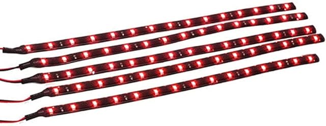 Mintice 5 X Red 12V 15 Led 30cm Car Auto Vehicle Grille Flexible Waterproof Underbody Light Strip