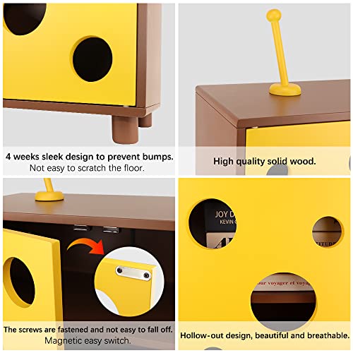 Lzymsz Accent Storage Cabinet With Door And Shelves, Free Standing Accent Side Cabinet, Large Cube Toy Box Storage Organizer For Kids Playroom Kindgarten Nursery Home Furniture (Yellow) #TOP5