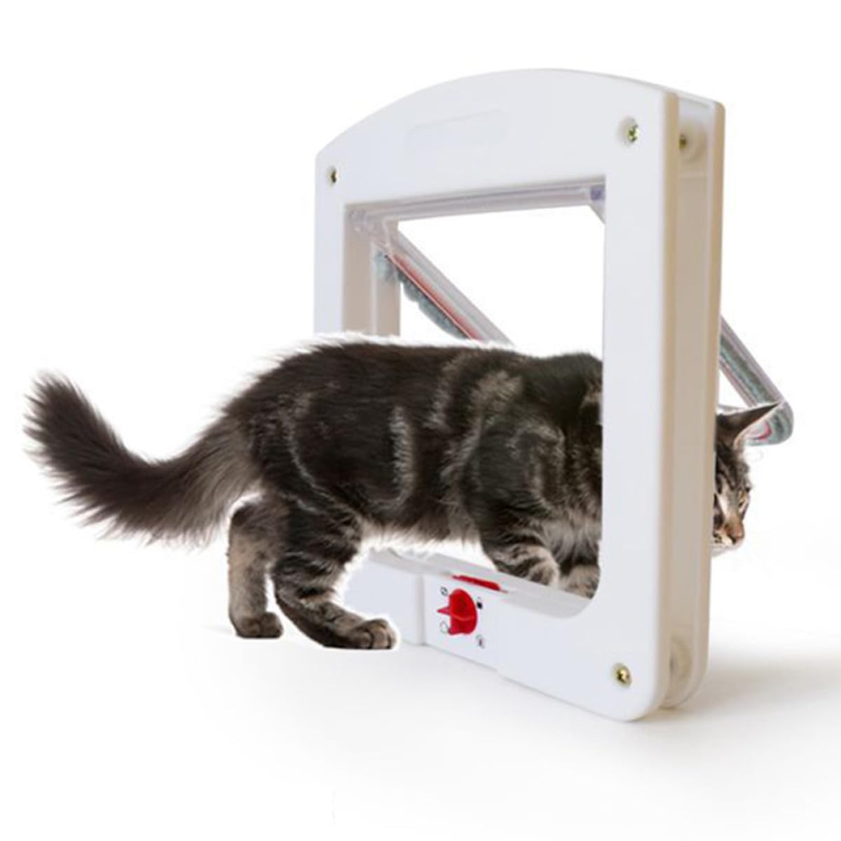 NUOBESTY Lot de 2 Chatières pour Animaux de Compagnie à Contrôle Interrupteur, Porte Murale en Plastique Blanc et Marron, Petite Taille, pour Maison et Petits Chats et Chiens