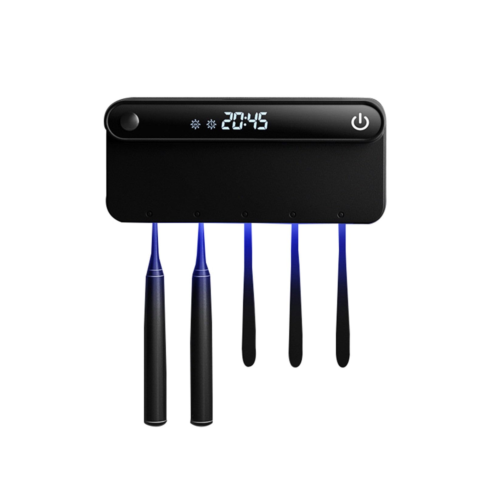 Estante de almacenamiento para cepillos de dientes eléctricos, inteligente, sin perforaciones, con detección del cuerpo humano, puede almacenar 5 cepillos de dientes,Black