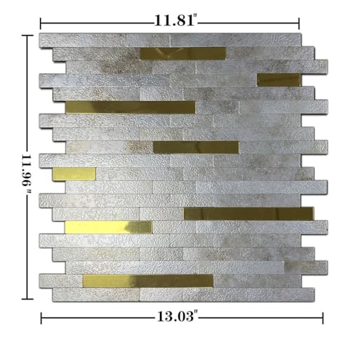 Azulejos de mosaico autoadhesivos con elegante acabado de mármol plateado y espejo dorado 3