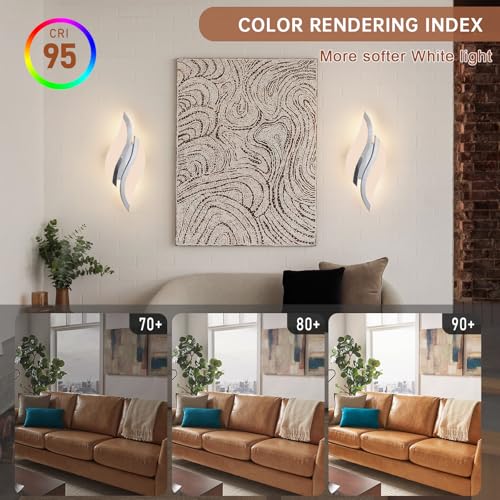 Image of CANEOE Modern LED Wall Sconce 6000K Chrome Indoor Wall Light Fixtures Acrylic Wall Sconce Lighting for Living Room Bedroom Bedside Bathroom Hallway Stairway Wall Lamp (Chrome, 1 Pack, 3000K)