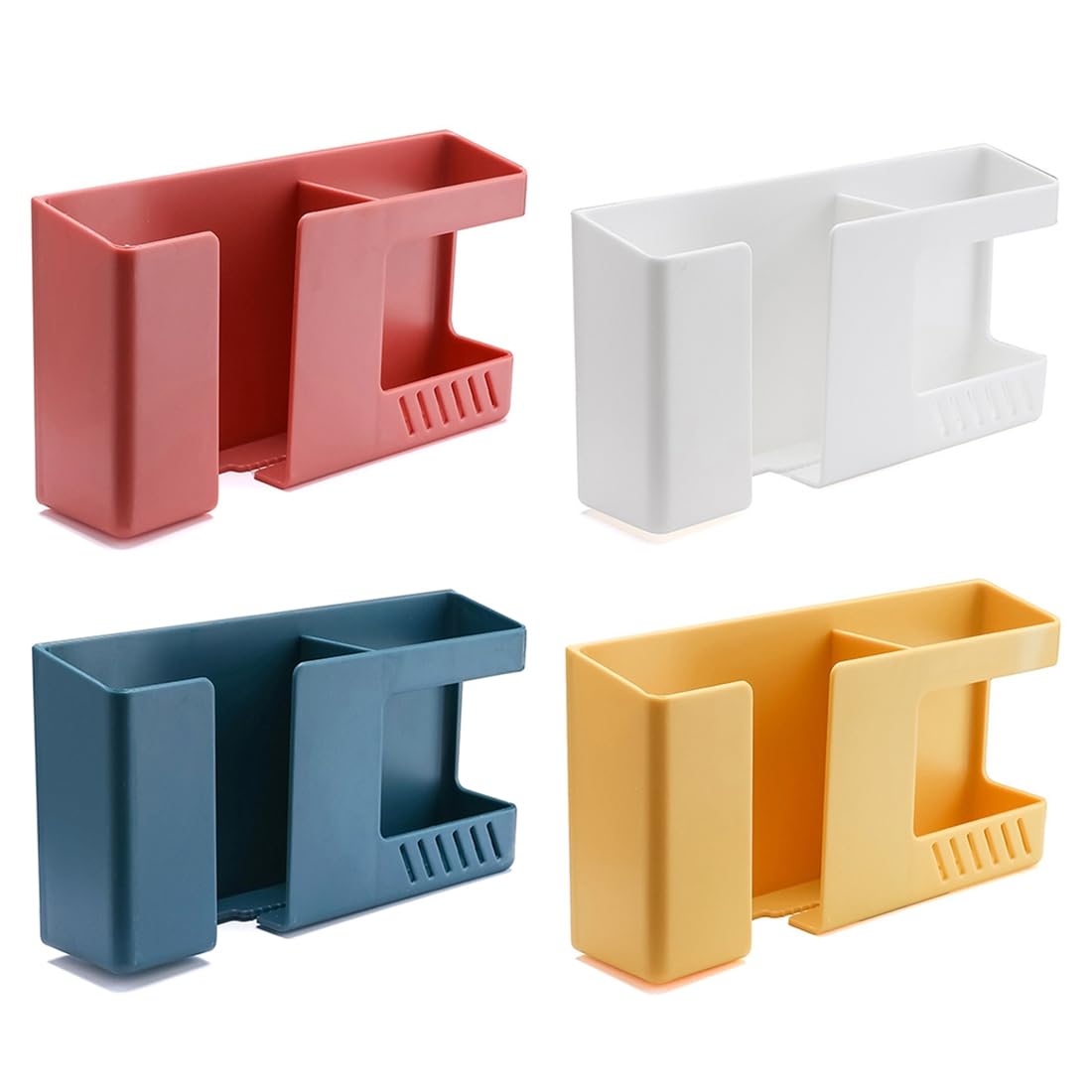 Hndhbfgrt Wall-Mounted 2 in 1 Mobile Phone Remote Control Storage Box Multifunctional Punch-Free Wall Debris 4pcs Rack