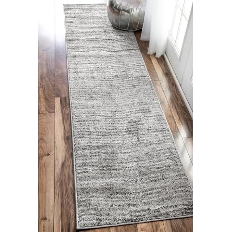 Nuloom Sherill Grey/Ivory, 2'6 x 12', Solid, Shaggy, Soft and Cozy, High Traffic, Stain Resistant, Easy Clean, Durable Runner for Bedroom, Living Room, Dining Space, Den, Foyer, Entryway