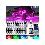20Pods Full Angle RGB LED Rock Lights Full Kit for Trucks Pickup Semi Truck RV Jeep Offroad Vehicles, 600Chip Waterproof Multicolor Underglow Light with APP/RF Remote, Neon Underbody Accent Light 12V