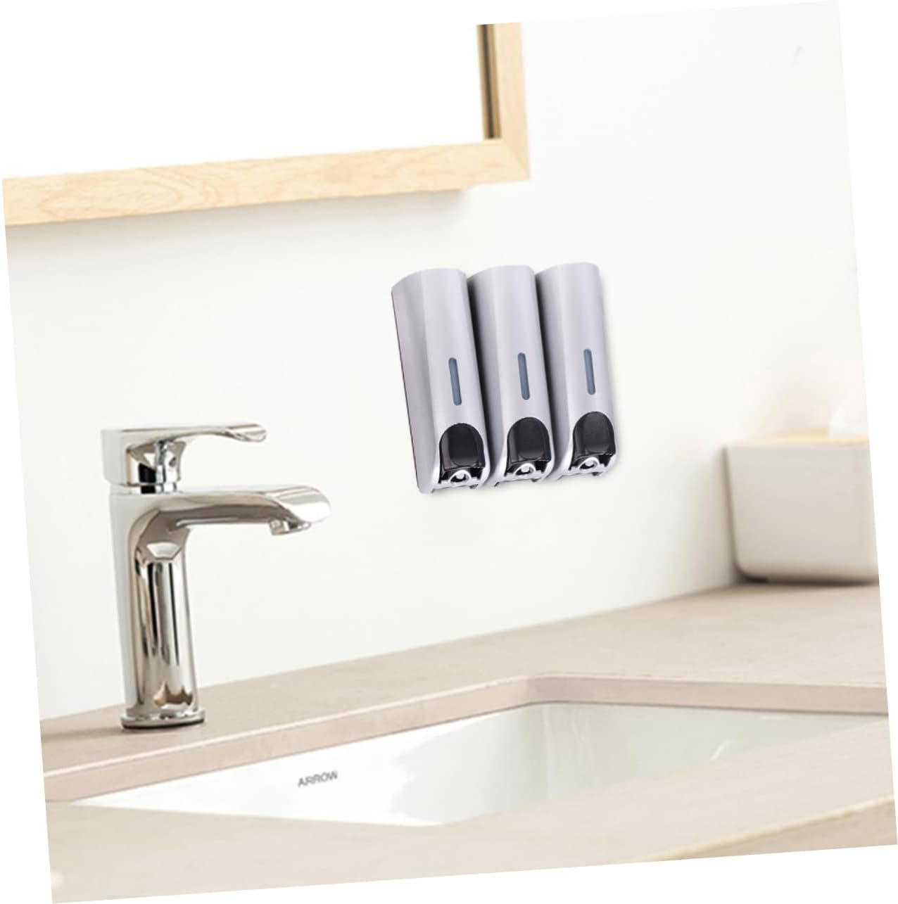 Stylish Three-Headed Soap Dispenser Wall-Mounted Bathroom Holder Shampoo Lotion Gel Storage