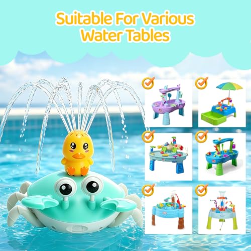 Image of 2026 Upgrade Water Table Pump, Rechargeable Crab Water Pump for Kids, Battery Powered 3 Modes Spray 2 Flow Settings, Continuous Flow 8 Hours, IP67 Waterproof, Boys Girls Summer Bathtubs, Pool Toy