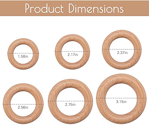 Bopoobo Wooden Rings Natural Beech For Craft, Unfinished Wood Ring Circle Rings For Diy Baby Teething Toys, Baby Wooden Teether Accessories, Pendant Connector (10 Pcs, 60 Mm) #TOP1