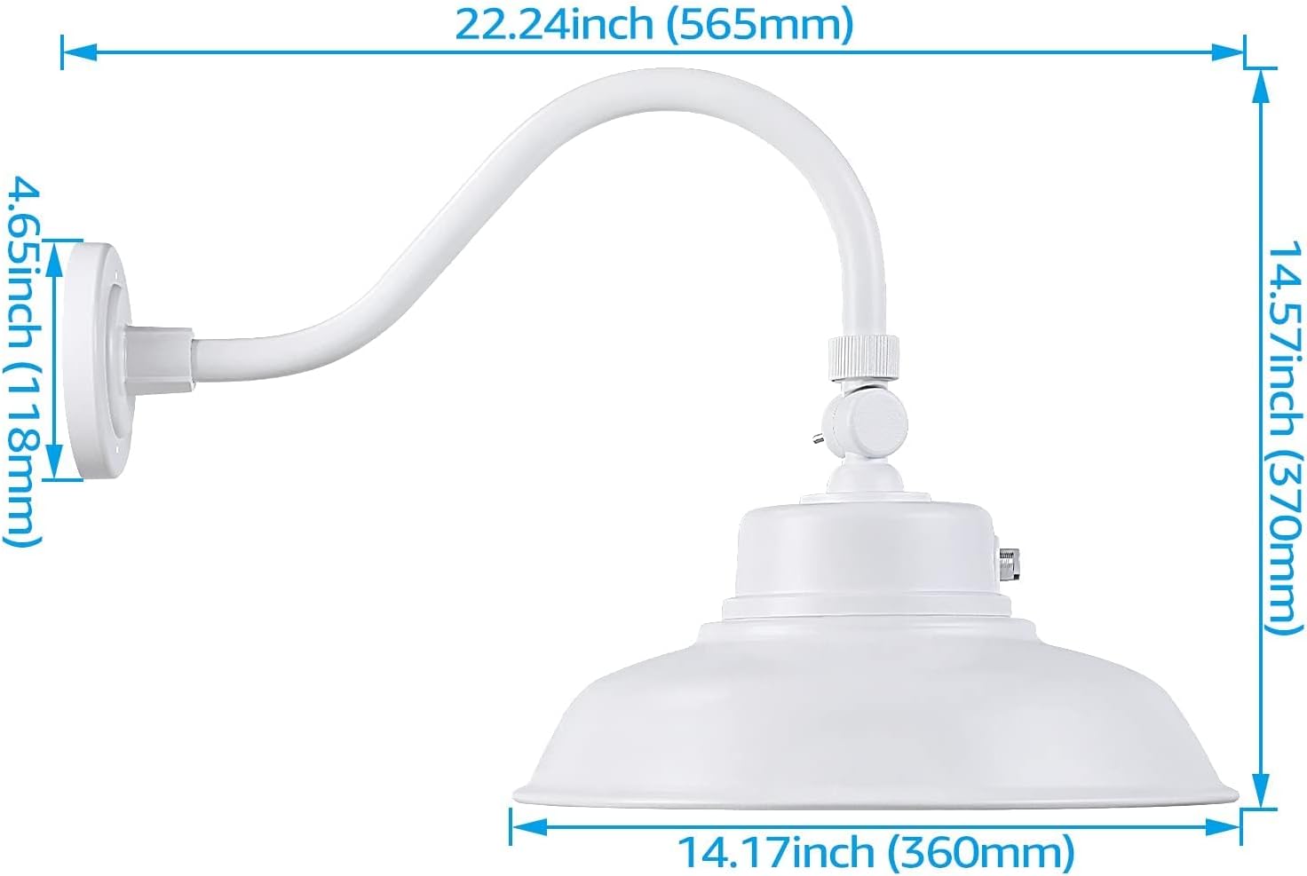 One-Day Sale: Up to 70% Off LEONLITE LED 14 Inch Gooseneck Barn Light, 4800lm 5000K Wet Location Rated, Photocell Included Swivel Head Dusk to Dawn Outdoor Wall Sconce, ETL Certified, 5 Years Warranty-Brown