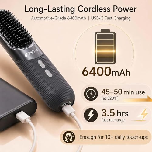 Cepillo alisador de cabello inalámbrico mini para cabello corto miniatura 4