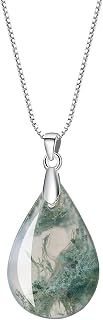 COAI Sterling Silver Moss Agate Leaf Pendant