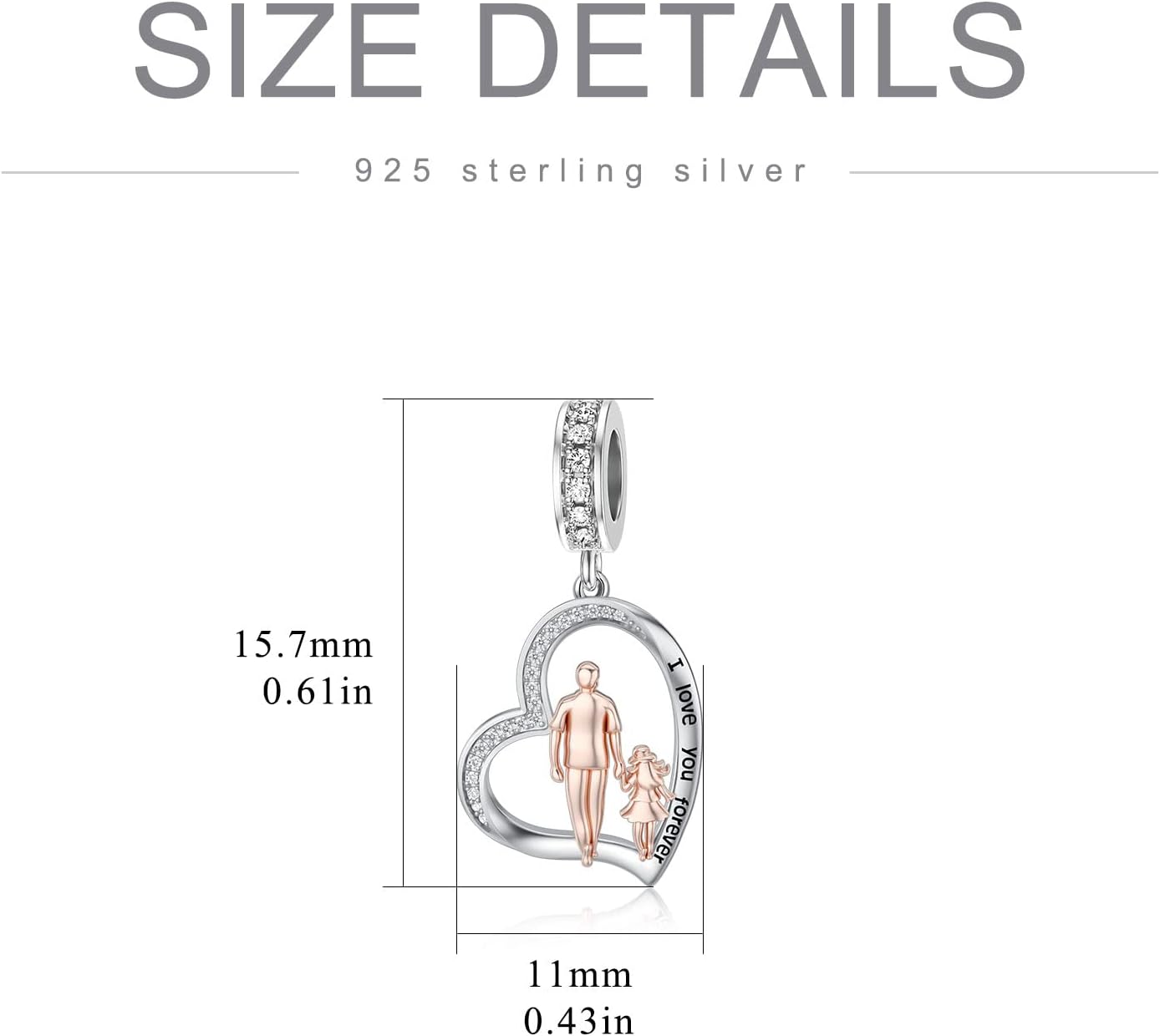 PROESS Father Mother Daughter Charm fit Charms Bracelet Sterling Silver Charms for Bracelets Birthday Valentines Day Gifts for Daughter Mother Lover