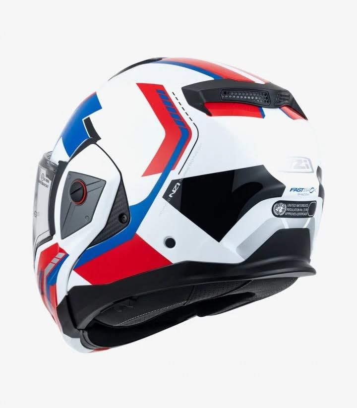 NZI Casco Modular NZI Fastback Duo 180º Shadow Blanco Azul Rojo Abatible con Visor Solar - Unisex Hombre y Mujer - Homologado P/J ECE 22.06 (XXL)