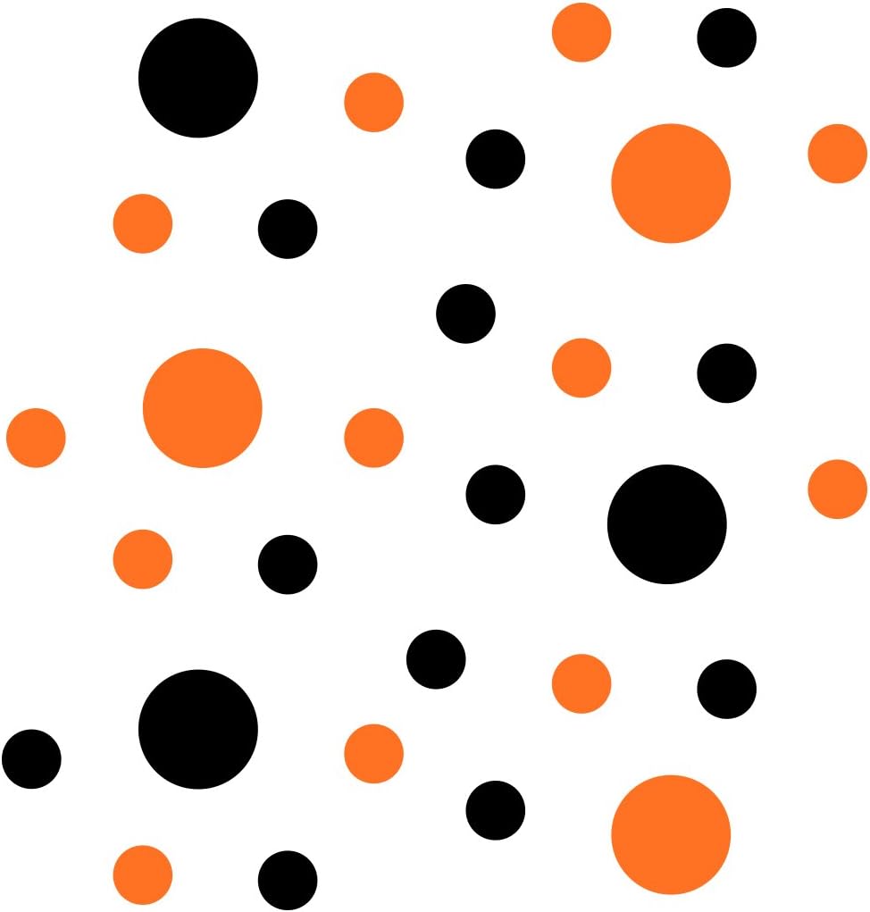 Black/Orange Vinyl Wall Stickers - 2 & 4 inch Circles (30 Decals)