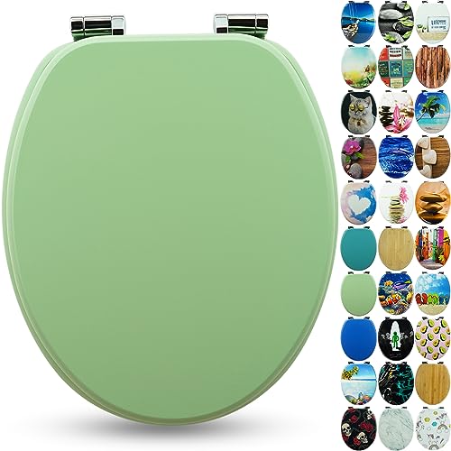 Sanfino® Premium Abattant WC en bois avec frein de chute, qualité supérieure, nombreux motifs colorés, confortable, installation facile, notice de montage...