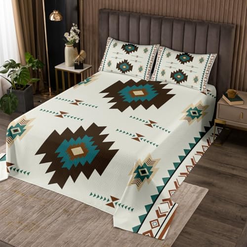 Ethnic Tribal Arrow Quilt Set Twin Size for Kids Boys Girls,Southwestern Aztec Coverlet Set,Bohemian Bedspread Set,Geometric Bed Cover Bedroom Decor