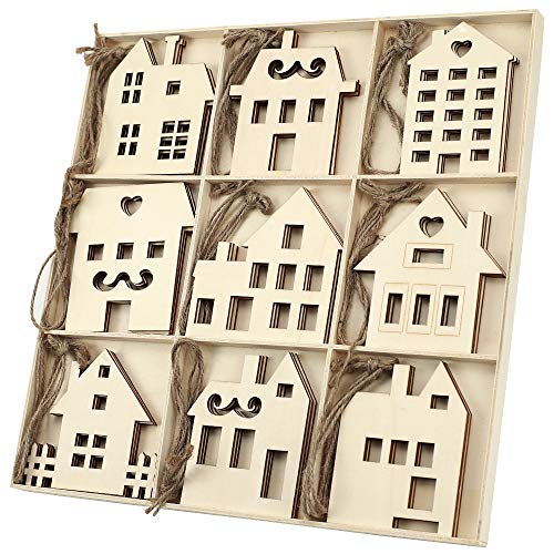Macting 27pcs Unfinished Wooden House Shape Ornaments Rustic Baby Shower Wood Christmas Ornaments Tag Xmas Tree Hanging Decorations 27pcs Houses Buy Online In Bulgaria At Bulgaria Desertcart Com Productid 146397300