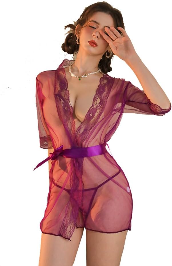 Generic Women Sexy Lingerie Lace Underwear Fishnet Mesh Bodystockings  Babydoll Bodysuit Sleepwear Tight Crotchless Nightwear G-String Gift for  Ladies Wife Girlfriend (Purple) : Buy Online at Best Price in KSA