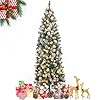 6ft pre lit christmas tree artificial white spraying snow flocked pencil holiday decoration with 250 warm led light 37 pine cone metal stand 595 tips for indoor and outdoor use green  urban country home decor