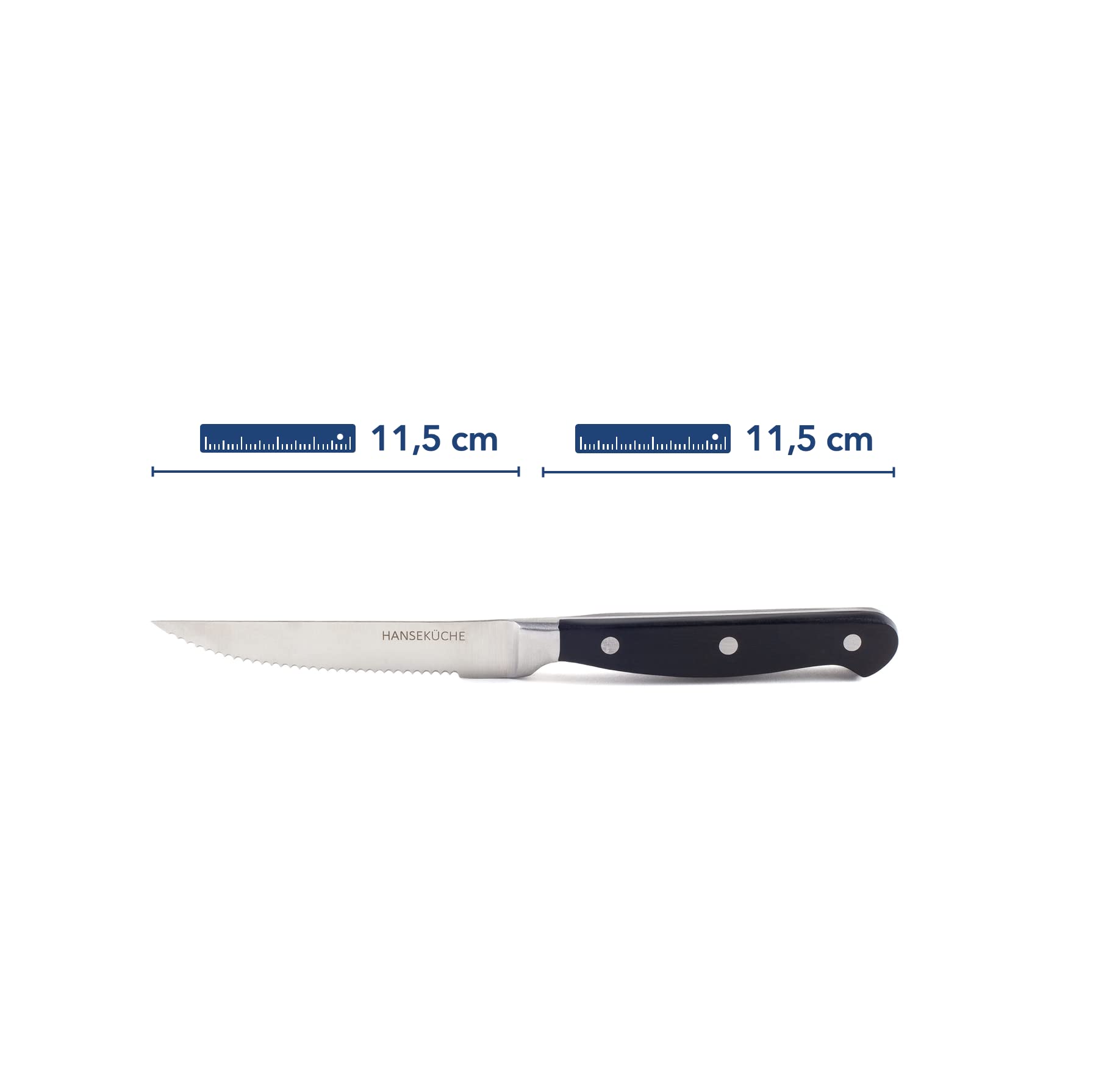 Hanseküche Set di Coltelli da Bistecca – 6x Coltelli da Bistecca di Alta Qualità con Manico in Legno – Elegante Set di Posate in Acciaio Speciale Inossidabile con Lama Seghettata e Confezione Regalo
