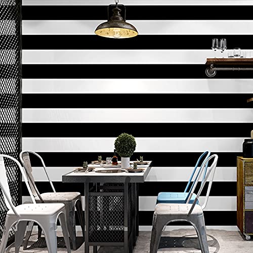 Blooming Wall Wide Black White Stripes Peel And Stick Wallpaper Wall Mural Wall Decor (Black/White, 14.5 Square Ft/Roll) #TOP2
