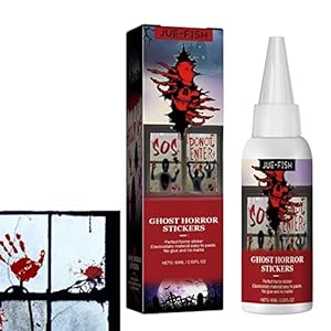 5 Pcs Halloween bloedige decoraties stickers,60ml Halloween DIY Bloody Handafdruk Footprint Window Clings – Enge feestartikelen voor spookhuisrekwisieten Dobooo