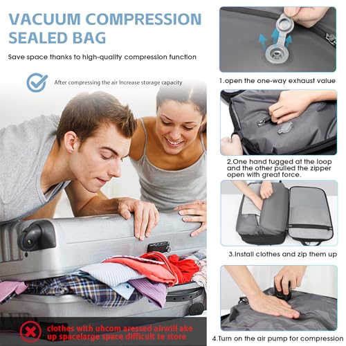 Image of TANGCORLE Vacuum Compression Backpack for Travel, 50L Expandable Backpack with Pump, 17 inch Laptop Backpack Luggage Flight Approved with Vacuum Compression System
