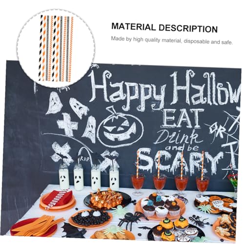 100 pitillos desechables de papel Kraft para Halloween miniatura 7