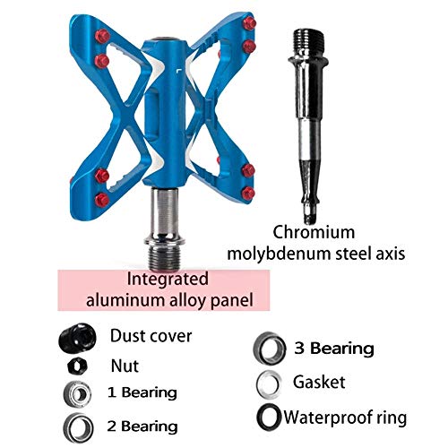 Mountain Bike Pedals Mtb Pedals 9/16" Aluminum Alloy Platform Pedals Non-Slip 3 Sealed Bearing Bicycle Pedals For Bmx Mtb Road Bike, Folding Bike, Orange #TOP3