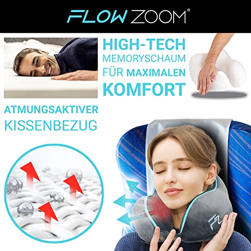 FLOWZOOM® Comfy Nackenhörnchen Nackenkissen Flugzeug & Auto Reise-Kissen aus Memory-Foam mit schmalem Rückenteil… – Bild 5