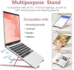 Laptop Stand for Desk, Aluminum Metal MacBook Stand，Computer Riser for Desk, Portable Foldable Adjustable Notebook Holder, Compatible with 10-15.6 Inch Laptops, iPad, Rose Gold.