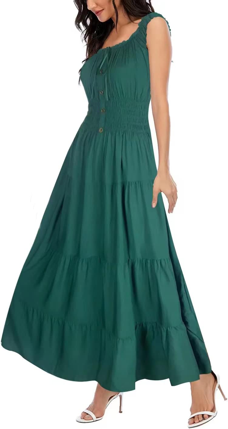 Women's 2024 Summer Boho Floral Print Tiered Casual Flowy Long Maxi Dress